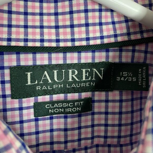 Ralph Lauren Dress Shirt Mens 15.5 34/35 Button Down Non Iron Preppy L/S LRL - Picture 3 of 15
